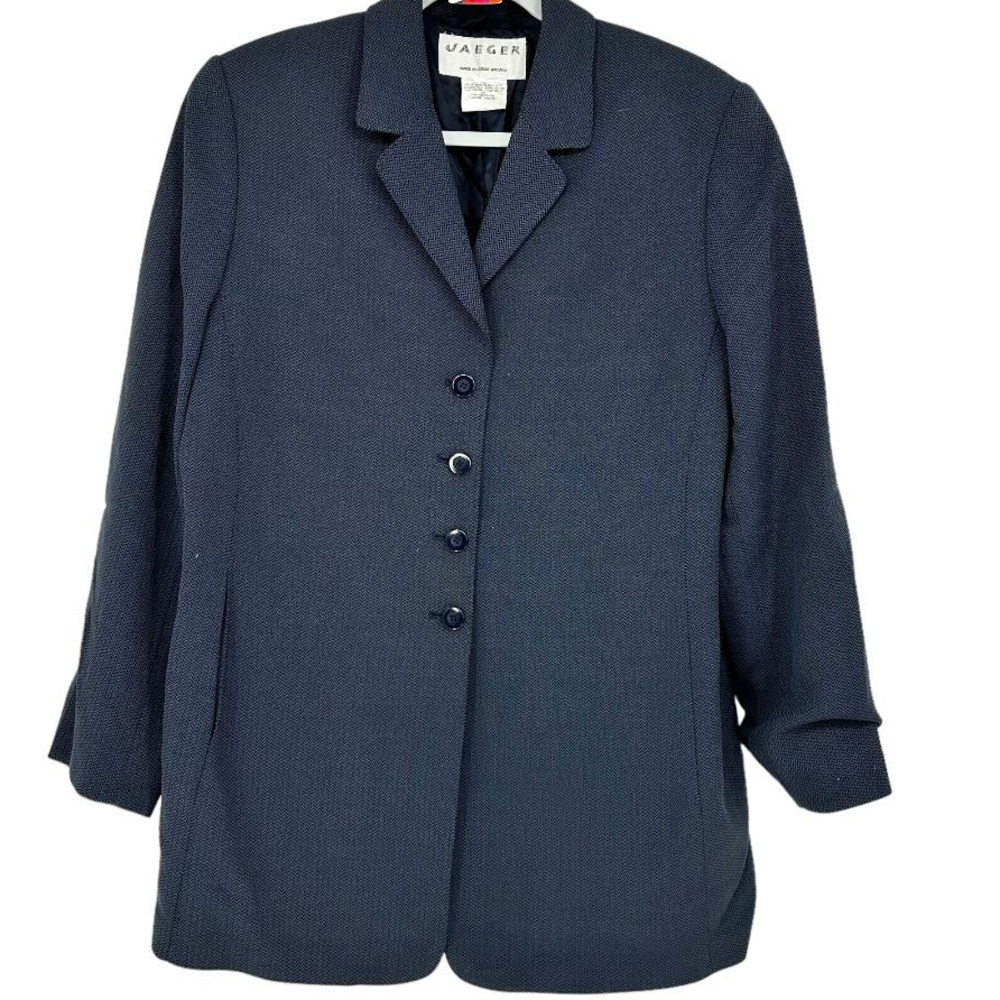 Jaeger Grayish Blue Four Button Blazer Size 14